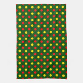 Groen Rood Geel Stippen Design Theedoek (Verticaal)