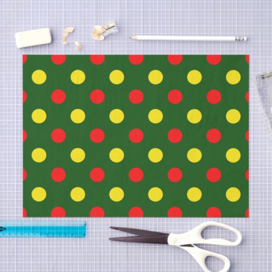 Groen Rood Geel Stippen Design Tissuepapier (Craft)