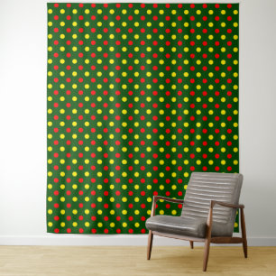 Groen Rood Geel Stippen Design  Wandkleed