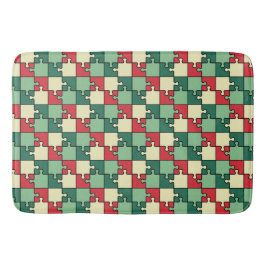 Groen Rood Geometrisch Puzzel Pieces Patroon Badmat