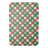 Groen Rood Geometrisch Puzzel Pieces Patroon Badmat (Voorkant Verticaal)