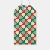 Groen Rood Geometrisch Puzzel Pieces Patroon Cadeaulabel (Achterkant)