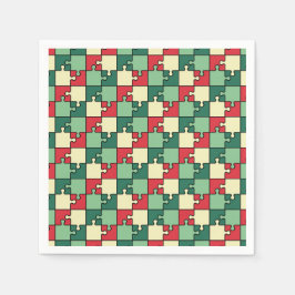 Groen Rood Geometrisch Puzzel Pieces Patroon Servet