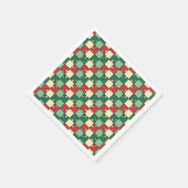Groen Rood Geometrisch Puzzel Pieces Patroon Servet (Hoek)