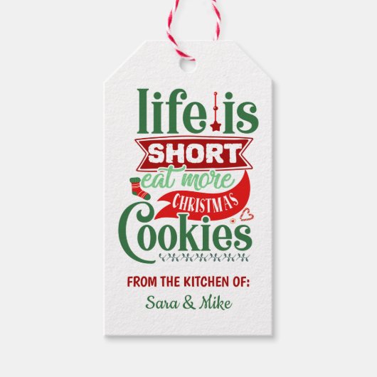 Groen Rood Gepersonaliseerde Zelfgemaakte Cookies Cadeaulabel (Voorkant)