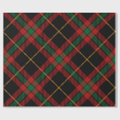 Groen rood geplakt kerstpapier met rode patronen cadeaupapier (Vlak)