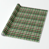 Groen rood geruit Kerstmis Cadeaupapier (Uitgerold)