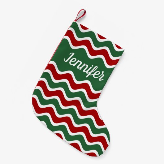 Groen rood gestreept patroon kleine kerstsok (Voorkant (Hangend))