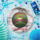 Groen Rood Gestreepte Ornamenten Bal Papieren Bordje (Feest)