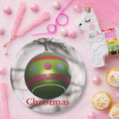 Groen Rood Gestreepte Ornamenten Bal Papieren Bordje (Feest)