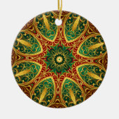 Groen Rood Goud Decoratieve Kerstvakantie Keramisch Ornament (Voorkant)