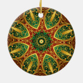 Groen Rood Goud Decoratieve Kerstvakantie Keramisch Ornament (Achterkant)