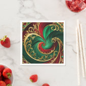 Groen Rood Goud Decoratieve Kerstvakantie Servet (Insitu)