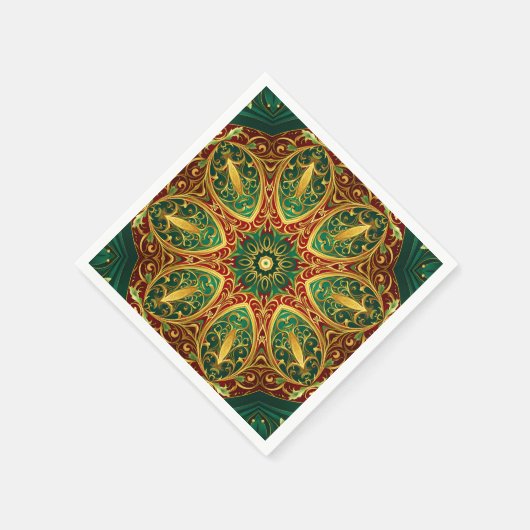 Groen Rood Goud Decoratieve Kerstvakantie Servet (Hoek)