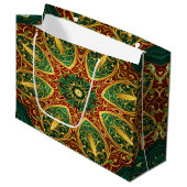 Groen Rood Goud Decoratieve Vakantie Gift Bag Groot Cadeauzakje (Voorkant Gekanteld)
