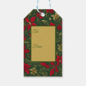 Groen Rood Goud, Hulst en Amaryllis Kerstmis Cadeaulabel (Achterkant)