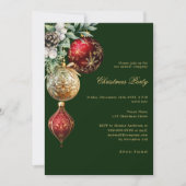 Groen rood goud kerstballen business kerstfeest kaart (Voorkant)