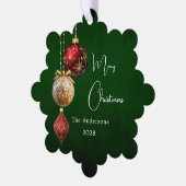 Groen rood goud kerstballen decor ornament kaart (Links)