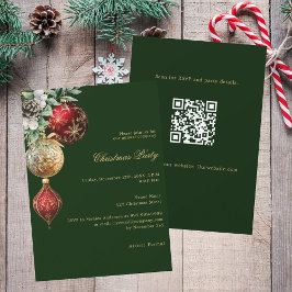 Groen rood goud QR code business Christmas Party Kaart
