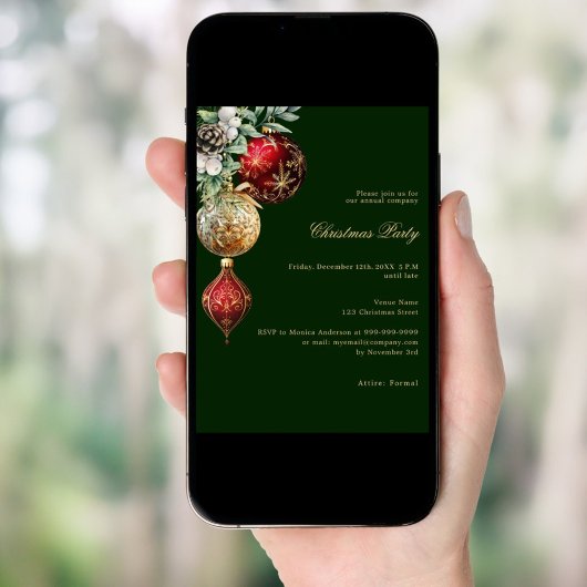 Groen rood goud QR code business Christmas Party Kaart