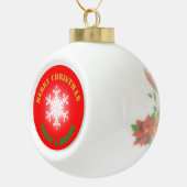 Groen, Rood & Goud Vrolijk Kerstfeest | Keramische Bal Ornament (Rechts)