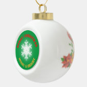 Groen, Rood & Goud Vrolijk Kerstfeest | Keramische Bal Ornament (Rechts)