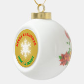 Groen, Rood & Goud Vrolijk Kerstfeest | Keramische Bal Ornament (Rechts)
