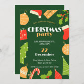 Groen Rood Grappig Eenvoudig Kerstfeest Uitnodigin Kaart (Voorkant / Achterkant)
