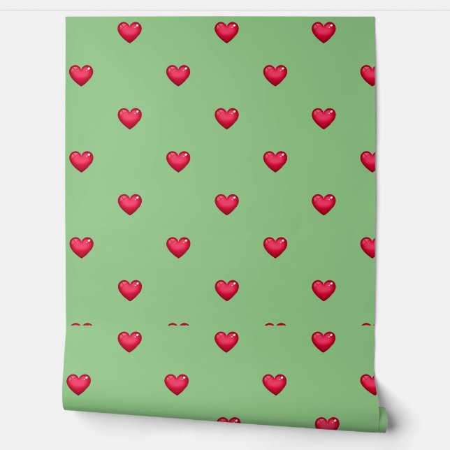 Groen rood hart Peel and Stick | Modern Behang (Afrollen)