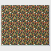 Groen rood hartpatroon cadeaupapier (Vlak)