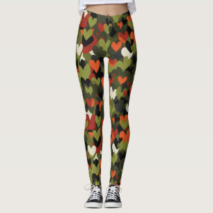 Groen rood hartpatroon leggings
