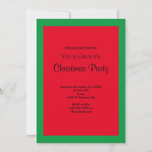 Groen/Rood Ingelijste Kerstfeest Uitnodiging (Voorkant)