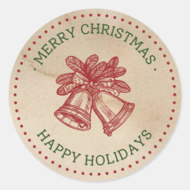 Groen Rood  Jingle Bells Kerstlabels Ronde Sticker