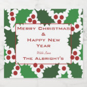 Groen & Rood Jolly Holly Sparkling Wijnetiket (Enkel label)