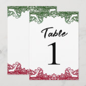Groen & Rood Kant Elegant Fiesta Witte Tafel Numme Kaart (Voorkant / Achterkant)
