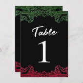 Groen & Rood Kant Elegant Fiesta Zwart Tafelnummer (Voorkant / Achterkant)