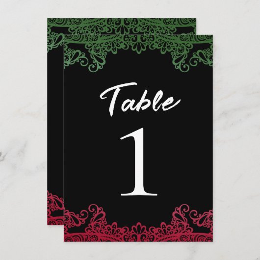Groen & Rood Kant Elegant Fiesta Zwart Tafelnummer (Voorkant / Achterkant)