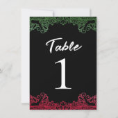 Groen & Rood Kant Elegant Fiesta Zwart Tafelnummer (Achterkant)