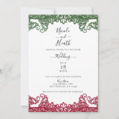 Groen & Rood Kant Elid Feest Wit Bruiloft      Kaart (Voorkant)