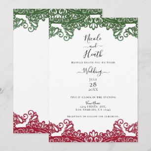 Groen & Rood Kant Elid Feest Wit Bruiloft      Kaart