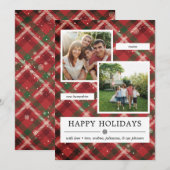 Groen Rood Karo 2 Foto's Feestdagenkaart (Voorkant / Achterkant)