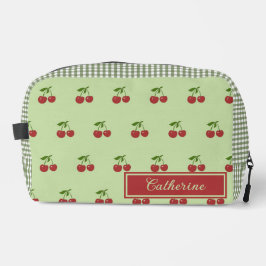 Groen & rood kersen geruit patroon eenvoudig fruit toilettasje