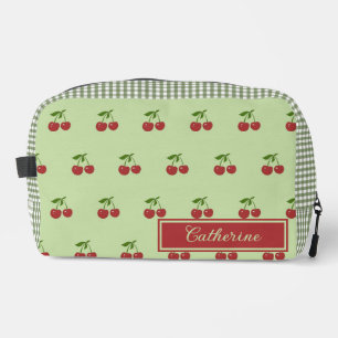 Groen & rood kersen geruit patroon eenvoudig fruit toilettasje