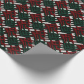 Groen & Rood Kerstmis Gebreid Check Wrapping Papie Cadeaupapier (Hoek)