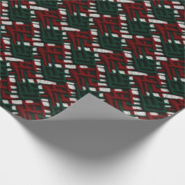 Groen & Rood Kerstmis Gebreid Check Wrapping Papie Cadeaupapier
