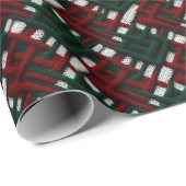 Groen & Rood Kerstmis Gebreid Check Wrapping Papie Cadeaupapier (Rol Hoek)