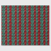 Groen & Rood Kerstmis Gebreid Plaid Verpakkingsdoc Cadeaupapier (Vlak)