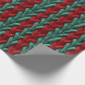 Groen & Rood Kerstmis Gebreid Plaid Verpakkingsdoc Cadeaupapier (Hoek)