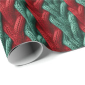 Groen & Rood Kerstmis Gebreid Plaid Verpakkingsdoc Cadeaupapier (Rol Hoek)