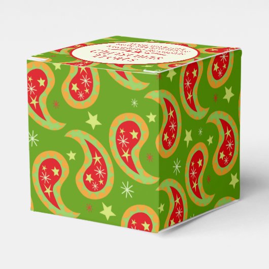 groen rood Kerstmis ster paisley geschenkdoos Bedankdoosjes (Voorkant Zijde)